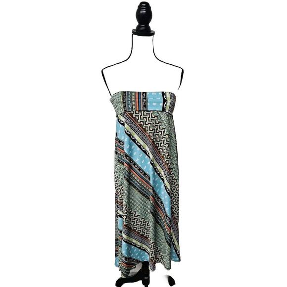 Sunny Leigh Maxi Skirt Large Mixed Print Stripe Aztec Boho Gypsy Stretch - Picture 3 of 8